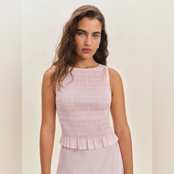 NEW Reformation Laguna Two Piece Matching Midi Set Cherry Blossom Pink US 4 UK 8 - Picture 4 of 16